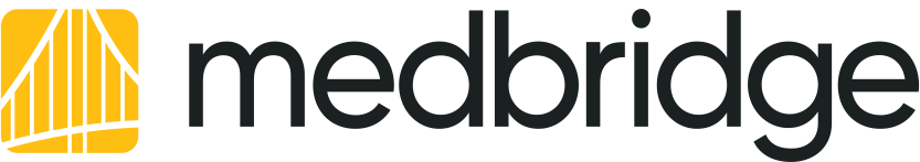 Medbridge logo with a yellow abstract icon and bold black lettering on a white background.